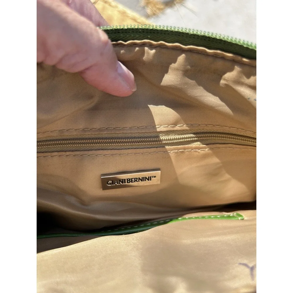 Giani Bernini Everything In Its Place Crossbody Bag Brown Monogram Green Trim